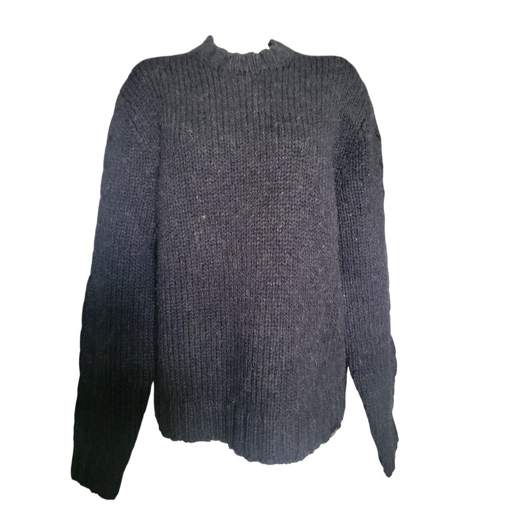Vintage Ambercrombie and Fitch cable wool sweater gray black medium